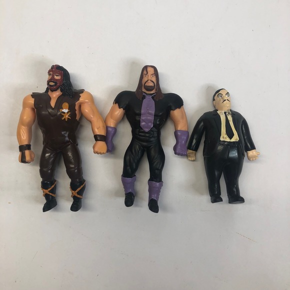 WWE Other - 1997 WWF Just Toys Bend-Ems Undertaker Mankind Paul Bearer Wrestling Figs